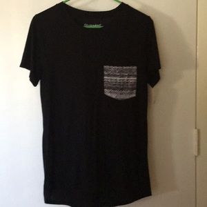 NWT, Cute black Tee with design on pocket